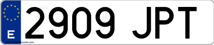 Ejemplo de matrícula de coche ordinaria 2909 JPT