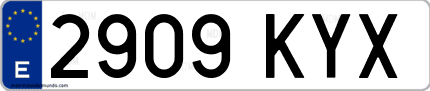 Ejemplo de matrícula de coche ordinaria 2909 KYX
