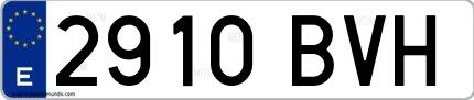 Ejemplo de matrícula española 2910 BVH