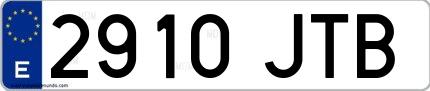 Ejemplo de matrícula española 2910 JTB