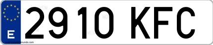 Ejemplo de matrícula española 2910 KFC