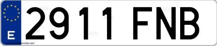 Ejemplo de matrícula española 2911 FNB