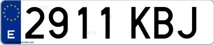 Ejemplo de matrícula española 2911 KBJ