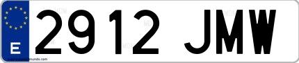 Ejemplo de matrícula española 2912 JMW