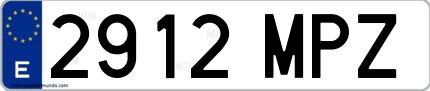 Ejemplo de matrícula española 2912 MPZ