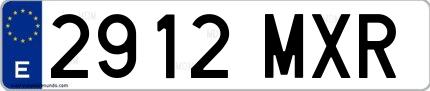 Ejemplo de matrícula española 2912 MXR