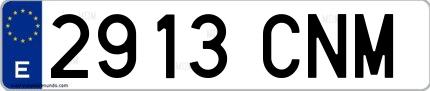 Ejemplo de matrícula española 2913 CNM