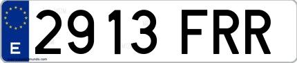 Ejemplo de matrícula española 2913 FRR