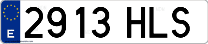 Ejemplo de matrícula de coche ordinaria 2913 HLS