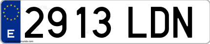 Ejemplo de matrícula de coche ordinaria 2913 LDN
