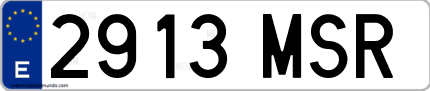 Ejemplo de matrícula de coche ordinaria 2913 MSR