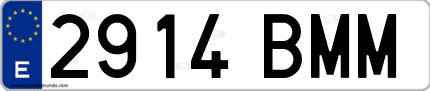 Ejemplo de matrícula de coche ordinaria 2914 BMM