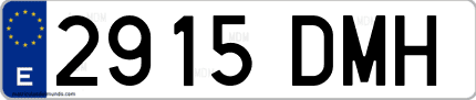 Ejemplo de matrícula de coche ordinaria 2915 DMH