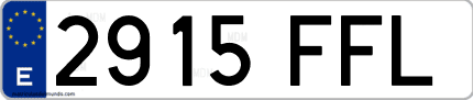 Ejemplo de matrícula de coche ordinaria 2915 FFL
