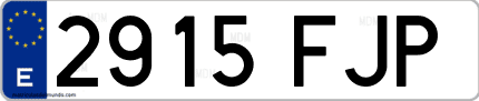 Ejemplo de matrícula de coche ordinaria 2915 FJP