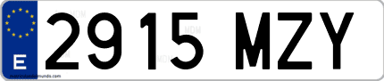 Ejemplo de matrícula de coche ordinaria 2915 MZY