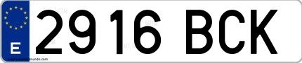 Ejemplo de matrícula española 2916 BCK
