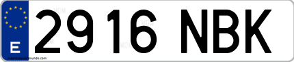Ejemplo de matrícula de coche ordinaria 2916 NBK