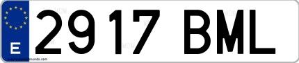 Ejemplo de matrícula española 2917 BML