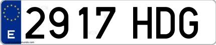 Ejemplo de matrícula española 2917 HDG