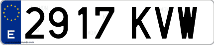 Ejemplo de matrícula de coche ordinaria 2917 KVW