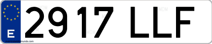 Ejemplo de matrícula de coche ordinaria 2917 LLF