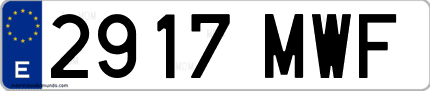 Ejemplo de matrícula de coche ordinaria 2917 MWF
