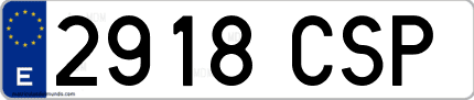 Ejemplo de matrícula de coche ordinaria 2918 CSP