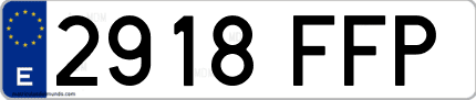 Ejemplo de matrícula de coche ordinaria 2918 FFP