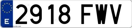 Ejemplo de matrícula española 2918 FWV