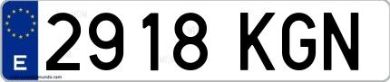 Ejemplo de matrícula española 2918 KGN
