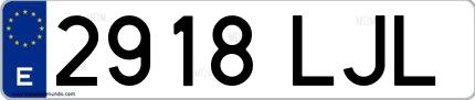 Ejemplo de matrícula española 2918 LJL