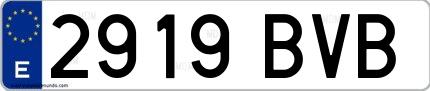 Ejemplo de matrícula española 2919 BVB