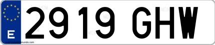 Ejemplo de matrícula española 2919 GHW