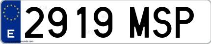 Ejemplo de matrícula española 2919 MSP