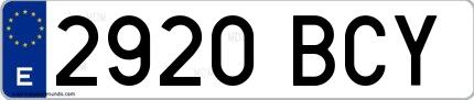 Ejemplo de matrícula española 2920 BCY