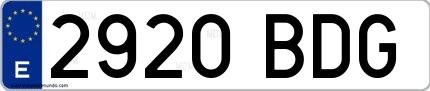 Ejemplo de matrícula española 2920 BDG