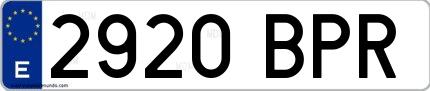Ejemplo de matrícula española 2920 BPR