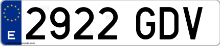 Ejemplo de matrícula de coche ordinaria 2922 GDV