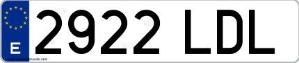 Ejemplo de matrícula española 2922 LDL