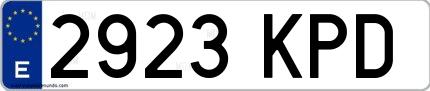 Ejemplo de matrícula española 2923 KPD