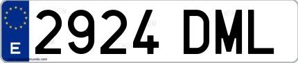 Ejemplo de matrícula española 2924 DML