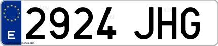 Ejemplo de matrícula española 2924 JHG