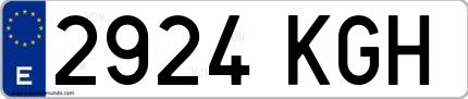 Ejemplo de matrícula española 2924 KGH