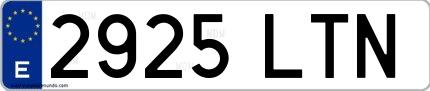 Ejemplo de matrícula española 2925 LTN