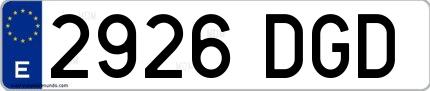 Ejemplo de matrícula española 2926 DGD