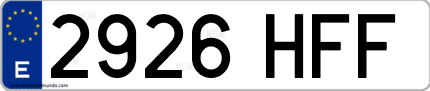 Ejemplo de matrícula de coche ordinaria 2926 HFF