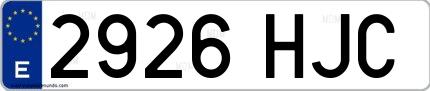 Ejemplo de matrícula española 2926 HJC