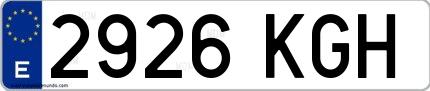 Ejemplo de matrícula española 2926 KGH