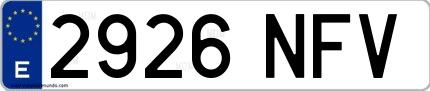 Ejemplo de matrícula española 2926 NFV